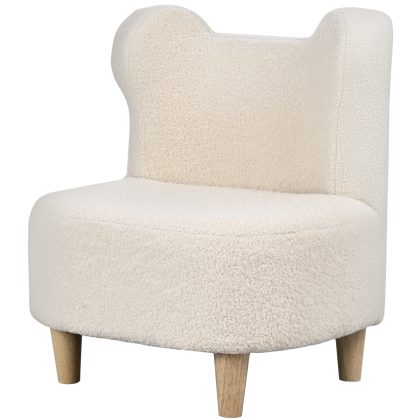 AIYAPLAY Kinderfauteuil, pluche fauteuil met berenoren, fleece-bekleding, schuim, Beige