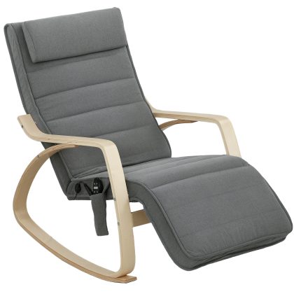 HOMCOM Massage Schommelstoel met Lendenverwarming, Luxe Relaxfauteuil met 3 Modi en Dikke Vulling Moderne Stoel 67B x 106D x 92H cm Grijs | Aosom.nl