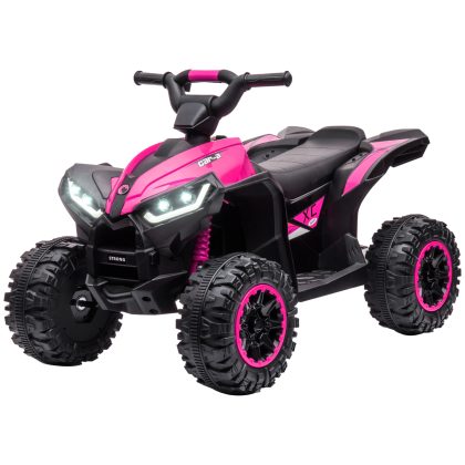 HOMCOM elektrische kinderquad, 3-6 km/u, met licht, MP3-speler en USB-interface, voor 3-5 jaar, tot 25 kg, 83 x 53 x 55,5 cm, roze/zwarte | Aosom.nl