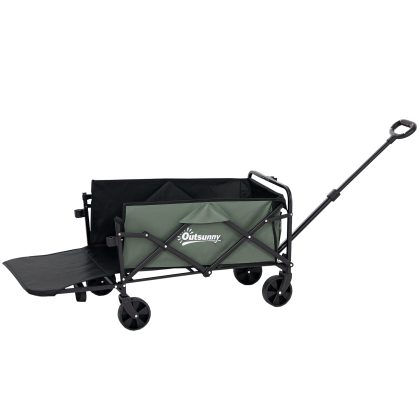 Outsunny Tuinkar Opvouwbare Bolderkar met Afneembaar Zeil Handvat en Wielen Transportwagen 72L Belasting 90 kg Groen 90 x 52 x 55 cm | Aosom.nl