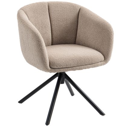 HOMCOM Draaibare Fauteuil met Comfortabele Zitkuip Relaxstoel met Knuffelzachte Bekleding Modern Stoel 58,5x59x78,5cm Lichtbruin 120kg | Aosom.nl