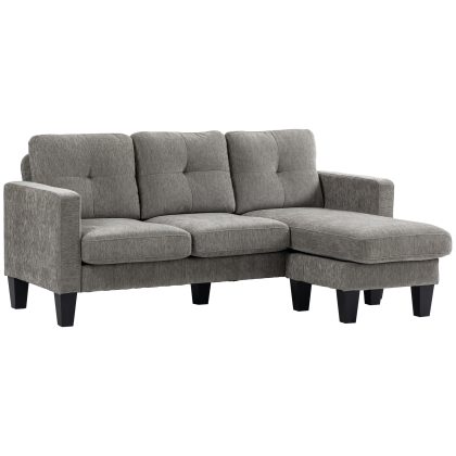 HOMCOM Hoekbank, Hoek-couch met omkeerbare chaiselongue, L-vormige bank, Bekleding in linnenlook, 186 x 130 x 84 cm, Bruin