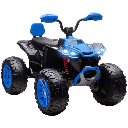 AIYAPLAY Kinder Elektrische Quad 24V 4 Wielen Koplampen USB MP3-functie 6,5 km/h 3-8 Jaar Blauw Tweezitter | Aosom.nl
