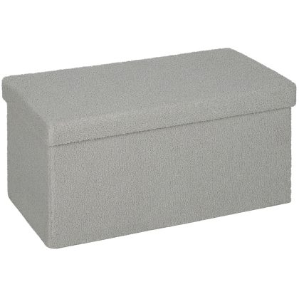 HOMCOM Opberg hocker, gestoffeerde bank met opbergruimte en deksel voor woonkamer, slaapkamer, hal, Lichtgrijs