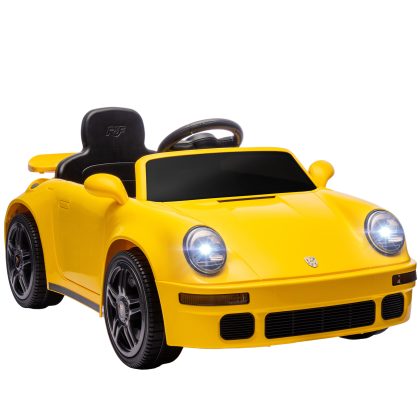 AIYAPLAY Kinder Elektroauto RUF CTR Sportwagen 12V Geel Afstandsbediening of Zelf Rijden Soft-Start MP3 Speler voor 3-6 Jaar | Aosom.nl