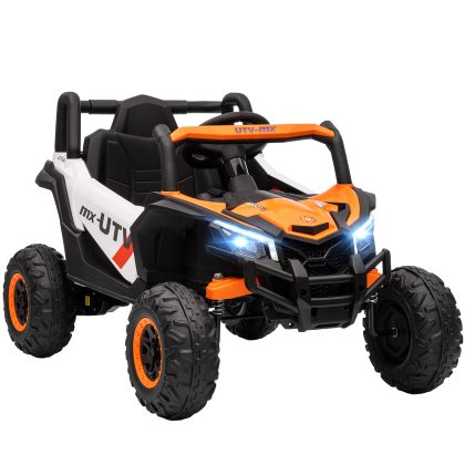 AIYAPLAY 12V Elektroauto voor kinderen, afstandsbedieningsfunctie, gordel, claxon, LED-lampen, USB-aansluiting, voor 3-5 jaar, Oranje