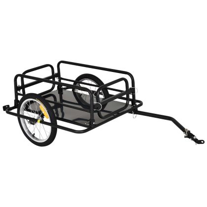 HOMCOM bakwagen, stevige fietstransport aanhanger, opvouwbaar ontwerp, ideaal voor boodschappen, 139 x 71,5 x 49 cm, zwart | Aosom.nl