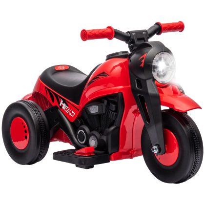 AIYAPLAY 6V Elektrische Kinder Motorfiets met Muziek en Bellenblaasfunctie Werkende Koplamp 3 Wielen Veilige 2.5-3 km/u Voor 2-5 Jaar, Rood | Aosom.nl