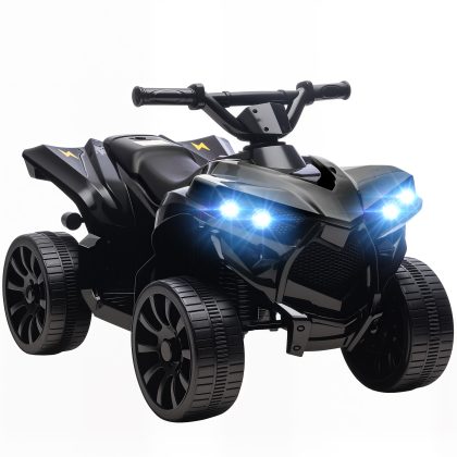 AIYAPLAY Kinderquad Elektrisch 6V met Voor- en Achteruitfunctie, Muziek, LED-koplampen Zwart