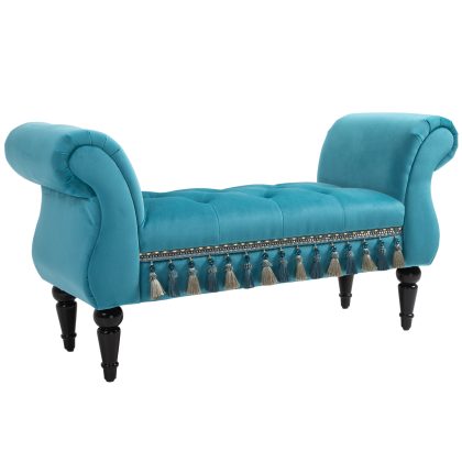 HOMCOM luxe zitbank, gestoffeerde bank, stevig populierenhout, comfortabel rubber, modern design, 3-zits, blauw | Aosom.nl