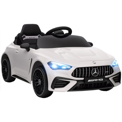 AIYAPLAY Kinder-elektroauto, Mercedes-Design, 12V Motoren, afstandsbediening, LED-lichten, muziek, voor 3-6 jaar, wit