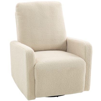 HOMCOM Relaxfauteuil, ontspanningsfauteuil met fleecebekleding, verstelbare rugleuning, gestoffeerde fauteuil, staal, Beige