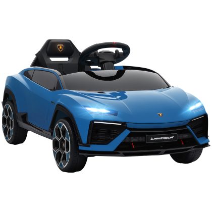 AIYAPLAY Elektrische Kinderauto, 12V met Afstandsbediening Officiële Lamborghini Licentie, MP3 Speler, 101,5 x 49 x 43 cm, Blauw | Aosom.nl
