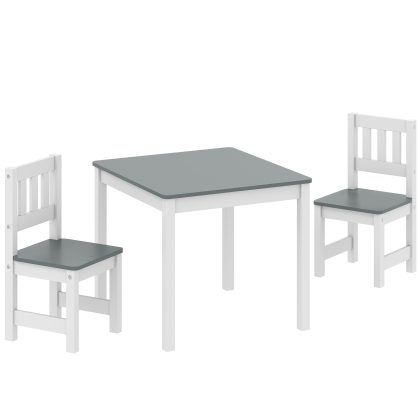 AIYAPLAY Kindertafel Met 2 Stoelen 3 Delig MDF Vurenhout 56x52x48 cm Grijs 3 8 Jaar Veilige Afgeronde Hoeken Knutselen | Aosom.nl