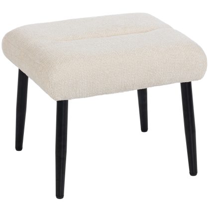 HOMCOM Zitkruk Met Zachte Chenille Stof 45x41x38cm Crèmewit Metalen Poten Antislip Voetenkruk Voor Woonkamer en Slaapkamer | Aosom.nl