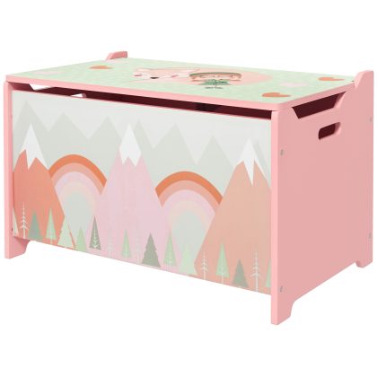 ZONEKIZ Opbergbox Speelgoedkist met Deksel Veiligheidsscharnier Dierenontwerp Roze 60x37x39 cm 20 kg Draagvermogen | Aosom.nl