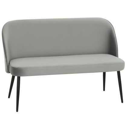 HOMCOM 2-zitsbank, moderne gestoffeerde bank met metalen en houten frame, fluweelachtige stofbekleding, grijs