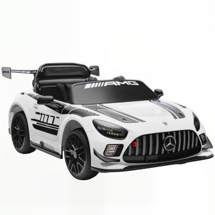 AIYAPLAY Mercedes Elektroauto voor Kinderen 3-8 Jaar 12V Accu LED-lampen Muziek Claxon 2.4G Afstandsbediening Wit 115x66x44 cm | Aosom.nl