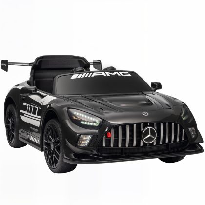 AIYAPLAY Mercedes AMG Elektrische Kinderauto 12V Accu LED Licht Muziek 2.4G Afstandsbediening Zachte Start 3-8 Jaar Zwart 30kg | Aosom.nl