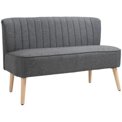 HOMCOM 2-zits sofa, gestoffeerde sofa linnenlook, houten frame, voor woonkamer slaapkamer, 117 cm, grijs