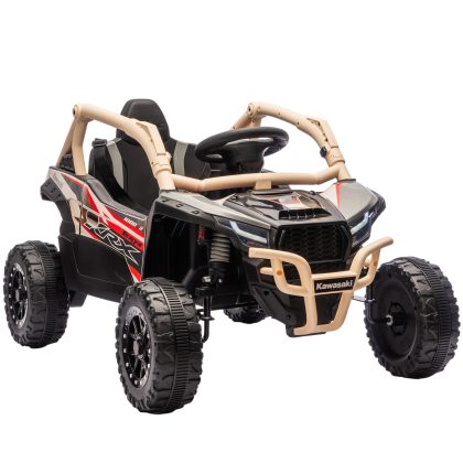 AIYAPLAY Elektrische Kinderauto, voor 3-8 jaar, dubbele aandrijving, afstandsbediening en muziek, tot 30 kg, 100 x 64 x 56 cm, geel | Aosom.nl