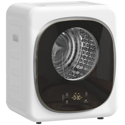 HOMCOM 4 kg wasdroger, compact ontwerp, 5 modi, timer, Wit+Zwart