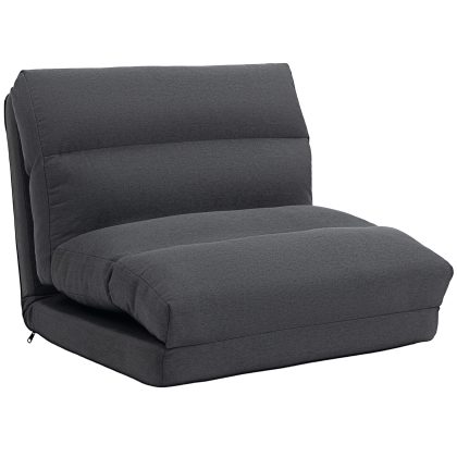 HOMCOM Zitzak met bedfunctie, kantelbare rugleuning, opvouwbaar, tot 120 kg, 70 x 72 x 56 cm, Donkergrijs
