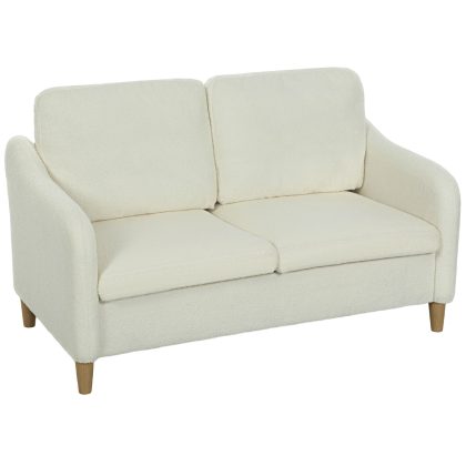 HOMCOM 2-zitsbank compacte bank met Sherpa-fleece-look 137 cm voor woonkamer crèmewit