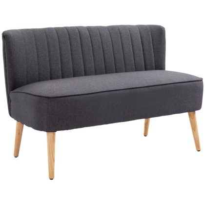 HOMCOM 2-zits bank, zachte vulling, onderhoudsvriendelijke bekleding, tot 220 kg, 117 x 56,5 x 77 cm, Donkergrijs