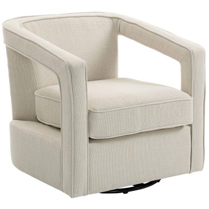 HOMCOM Fauteuil woonkamer 360° draaibaar loungestoel relaxfauteuil met eendelige rugleuning en armleuningen 77 x 75 x 72 cm Beige