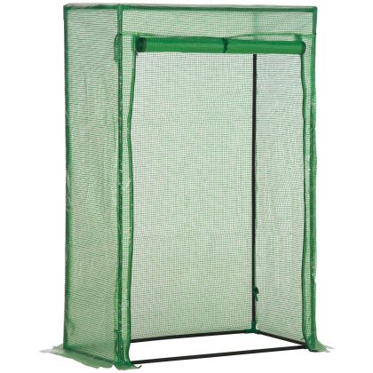 Outsunny tomatenkas, Massief verzinkt stalen frame corrosiebestendig, UV-bestendig PE, eenvoudig op te rollen, 100x50x149 cm, groen | Aosom.nl