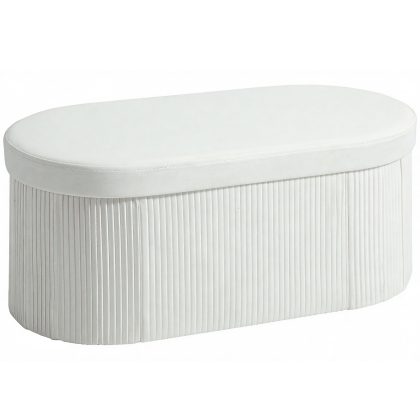 HOMCOM Zitbank met opbergruimte Opvouwbaar Gepolsterde bank met fluweel-look voor woonkamer 76 x 38 x 35 cm Crème