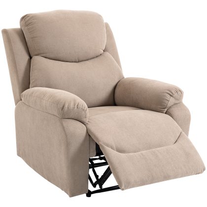 HOMCOM Handmatige relaxfauteuil, moderne fauteuil in linnenlook-stof met dikke vulling, gewatteerde armleuningen en voetensteun, Beige