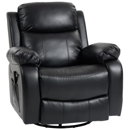 HOMCOM Massagestoel met 8 vibratiepunten, relaxfauteuil, verstelbare rugleuning + voetensteun, zwart