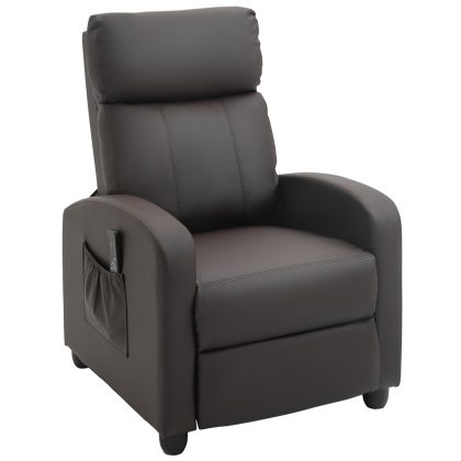 HOMCOM Relaxfauteuil TV-fauteuil met vibratiemassage, ligfunctie, 2 massagepunten, afstandsbediening, 68 x 88 x 98 cm Bruin