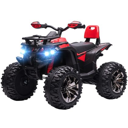 HOMCOM Elektrische Kinderquad, 12V Met LED Verlichting Vooruit/Achteruit 3-8 km/u, USB/TF Ingang, Voor 3-5 Jaar, 100Lx 65 x 73 cm, Rood | Aosom.nl
