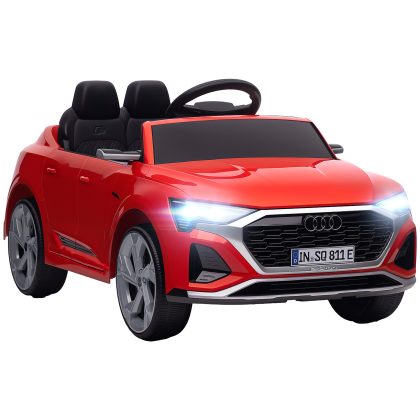AIYAPLAY Elektrische kinderauto, 12V Audi Q8, 3-5 km/u, met afstandsbediening, voor 3-4 jaar tot 30 kg, 98 x 49,5 x 43 cm, Rood | Aosom.nl