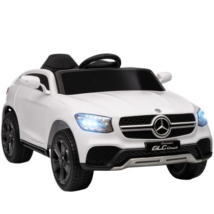 AIYAPLAY Elektrische kinderauto, 12V kinderauto met afstandsbediening, LED-lampen, muziek, 3 snelheden, 3-6 jaar, Wit