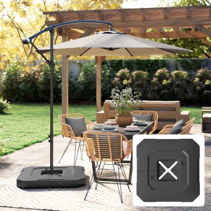 Outsunny parasol voet, 2-delige waterdichte, vulbaar parasolgewicht voor hangparasol, Stapelbaar ontwerp, 101 x 101 x 12 cm, Zwart | Aosom.nl