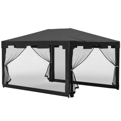 Outsunny paviljoen, weerbestendig en opvouwbaar, ideaal voor evenementen, 395 x 295 x 255 cm, eenvoudig op te zetten, zwart | Aosom.nl