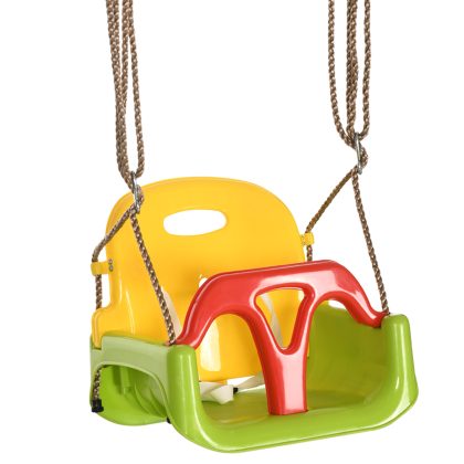 Outsunny Babyschommel 3-in-1 verstelbaar kinderschommel met rugleuning, veiligheidsgordel, voor kinderen 9-36 maanden, groen