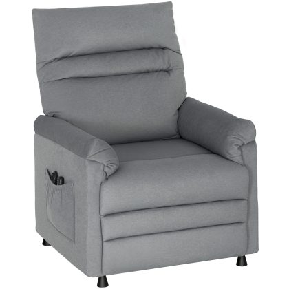 HOMCOM Relaxstoel, TV-stoel met ligfunctie, lendenverwarming, 2 afstandsbedieningen, USB-poort, stille motor, grijs