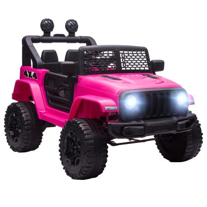 HOMCOM Kinderauto 12V Elektrische Kinderauto met Afstandsbediening, 2 Motoren en LED voor 3-6 Jaar Roze 100x65x72 cm