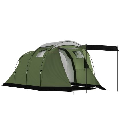 Outsunny Campingtent voor 3-4 personen stevig 3000 mm waterdicht familietent met slaapcabine voortent leefruimte Groen