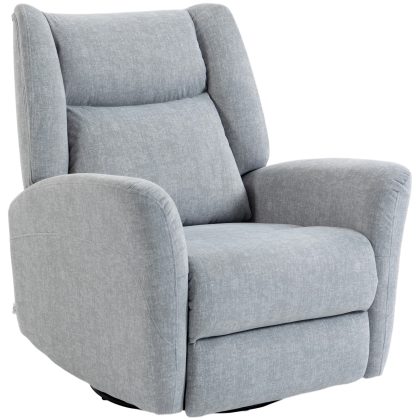 HOMCOM Relaxfauteuil, draaibare tv-fauteuil met ligfunctie, brede diepe zitting, krasbestendige stof voor woonkamer, Hellgrau