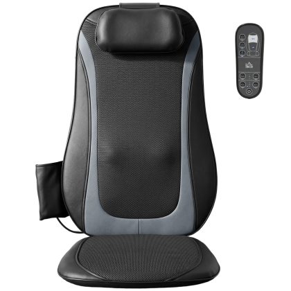 HOMCOM Shiatsu-rugmassageapparaat met warmte, diepe massage en 3-traps zitvibratie, massageapparaat tegen rugpijn