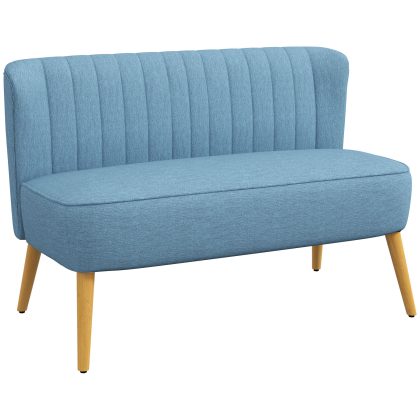 HOMCOM 2-zits bank, zachte vulling, onderhoudsarme bekleding, tot 220 kg, 117 x 56,5 x 77 cm, Blauw