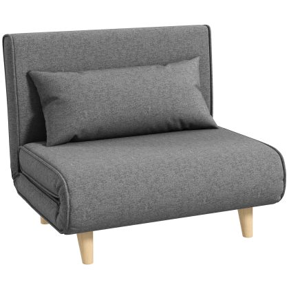 HOMCOM Eenpersoons Slaapbank 2-in-1 Design Verstelbare Rugleuning 3 Standen Linnen Polyester 95x95x80cm Opklapbare Poten Logeerbed | Aosom.nl