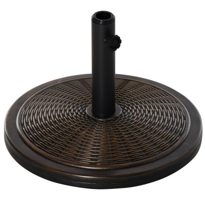 Outsunny Parasolstandaard van cement 14kg ronde parasolstandaard met rattan-look voor parasol 35mm/38mm/48mm buisdoorsnede