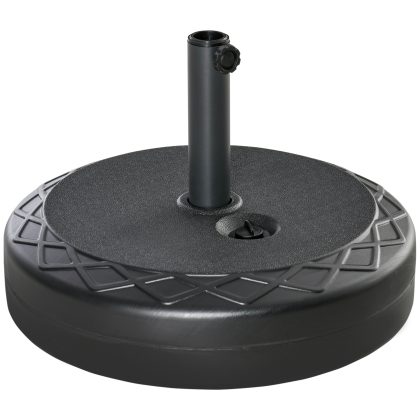 Outsunny parasolvoet, stevig en weerbestendig, vulbaar voor extra stabiliteit, Ø55 x 38H cm, eenvoudig te verplaatsen, zwart | Aosom.nl